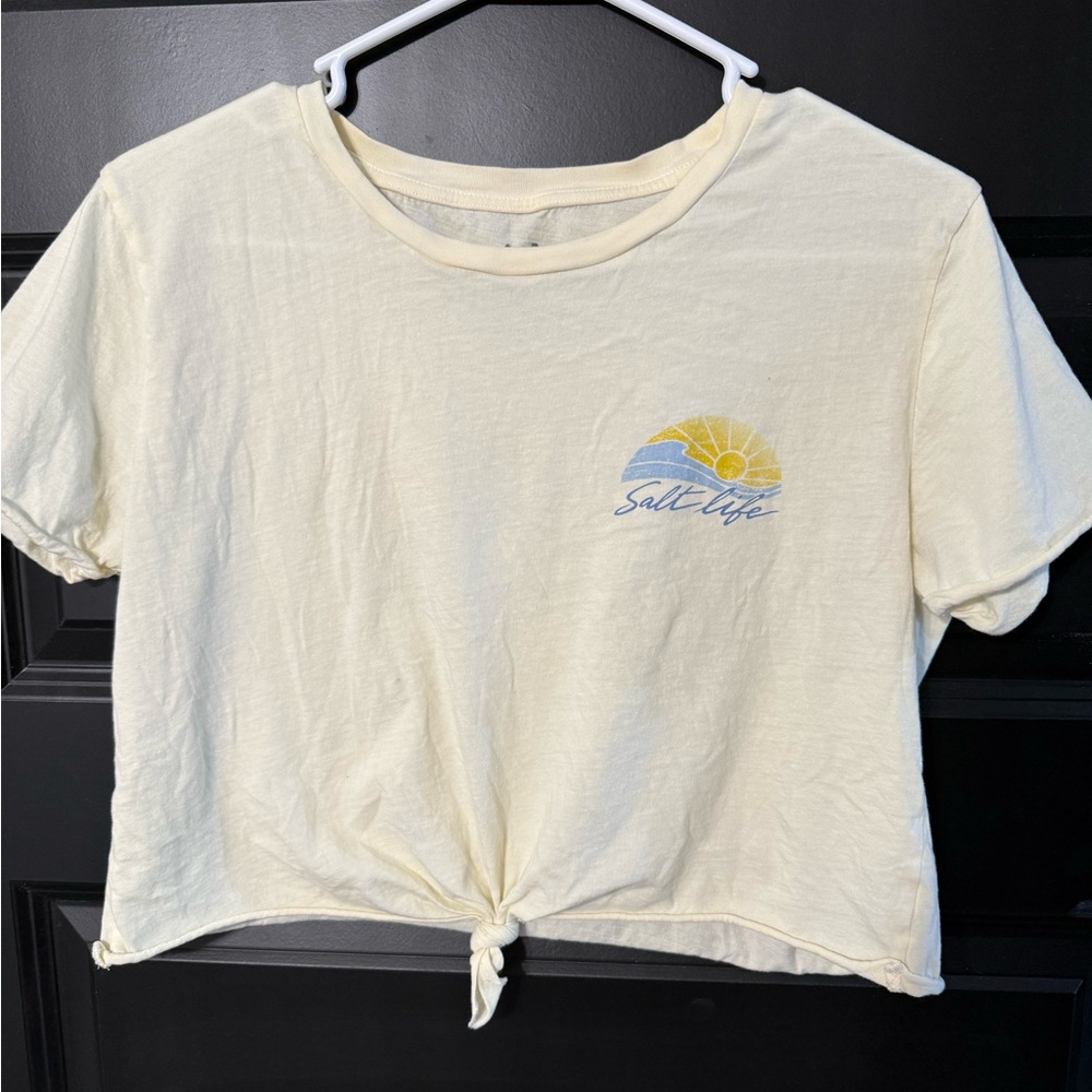 Salt Life Light Yellow Crop Top with Logo